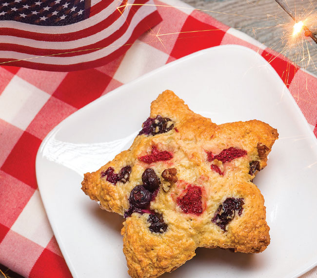 red white and blue berry muffins